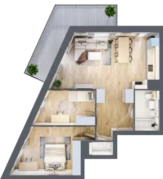 3 pokoje, mieszkanie 72,56 m², piętro 2, oferta nr 1.15, La Vie House, Kraków, Podgórze, ul. Łagiewnicka