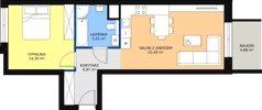 2 pokoje, mieszkanie 51,13 m², piętro 3, oferta nr 1.19, La Vie House, Kraków, Podgórze, ul. Łagiewnicka