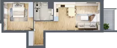 2 pokoje, mieszkanie 50,95 m², piętro 3, oferta nr 1.19, La Vie House, Kraków, Podgórze, ul. Łagiewnicka