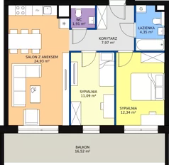 3 pokoje, mieszkanie 64,36 m², piętro 3, oferta nr 1.20, La Vie House, Kraków, Podgórze, ul. Łagiewnicka