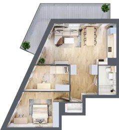 3 pokoje, mieszkanie 72,56 m², piętro 3, oferta nr 1.24, La Vie House, Kraków, Podgórze, ul. Łagiewnicka
