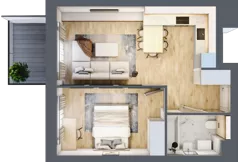 2 pokoje, mieszkanie 41,48 m², piętro 3, oferta nr 1.25, La Vie House, Kraków, Podgórze, ul. Łagiewnicka