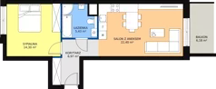 2 pokoje, mieszkanie 51,13 m², piętro 5, oferta nr 1.37, La Vie House, Kraków, Podgórze, ul. Łagiewnicka