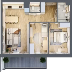 3 pokoje, mieszkanie 64,26 m², piętro 5, oferta nr 1.38, La Vie House, Kraków, Podgórze, ul. Łagiewnicka