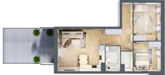 3 pokoje, mieszkanie 67,42 m², piętro 1, oferta nr 1.54, La Vie House, Kraków, Podgórze, ul. Łagiewnicka