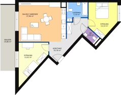 3 pokoje, mieszkanie 72,14 m², piętro 1, oferta nr 1.57, La Vie House, Kraków, Podgórze, ul. Łagiewnicka