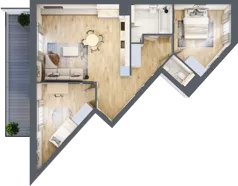 3 pokoje, mieszkanie 72,15 m², piętro 1, oferta nr 1.57, La Vie House, Kraków, Podgórze, ul. Łagiewnicka