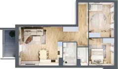 3 pokoje, mieszkanie 69,31 m², piętro 2, oferta nr 1.58, La Vie House, Kraków, Podgórze, ul. Łagiewnicka