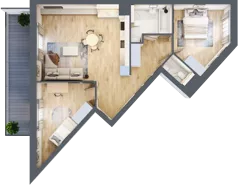 3 pokoje, mieszkanie 73,62 m², piętro 2, oferta nr 1.61, La Vie House, Kraków, Podgórze, ul. Łagiewnicka