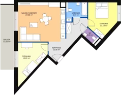 3 pokoje, mieszkanie 73,86 m², piętro 4, oferta nr 1.69, La Vie House, Kraków, Podgórze, ul. Łagiewnicka