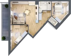 3 pokoje, mieszkanie 73,86 m², piętro 4, oferta nr 1.69, La Vie House, Kraków, Podgórze, ul. Łagiewnicka