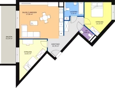 3 pokoje, mieszkanie 74,01 m², piętro 5, oferta nr 1.73, La Vie House, Kraków, Podgórze, ul. Łagiewnicka