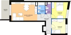 3 pokoje, mieszkanie 63,64 m², piętro 1, oferta nr 1.82, La Vie House, Kraków, Podgórze, ul. Łagiewnicka