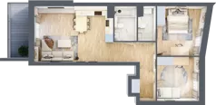 3 pokoje, mieszkanie 63,45 m², piętro 1, oferta nr 1.82, La Vie House, Kraków, Podgórze, ul. Łagiewnicka