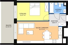 2 pokoje, mieszkanie 45,48 m², piętro 2, oferta nr 1.84, La Vie House, Kraków, Podgórze, ul. Łagiewnicka