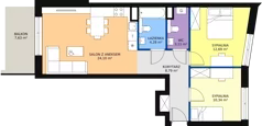 3 pokoje, mieszkanie 65,53 m², piętro 2, oferta nr 1.87, La Vie House, Kraków, Podgórze, ul. Łagiewnicka