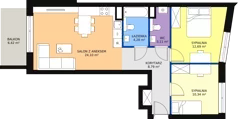 3 pokoje, mieszkanie 65,69 m², piętro 4, oferta nr 1.97, La Vie House, Kraków, Podgórze, ul. Łagiewnicka