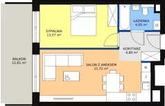 2 pokoje, mieszkanie 45,39 m², piętro 5, oferta nr 1.99, La Vie House, Kraków, Podgórze, ul. Łagiewnicka