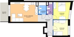 3 pokoje, mieszkanie 65,66 m², piętro 5, oferta nr 1.102, La Vie House, Kraków, Podgórze, ul. Łagiewnicka