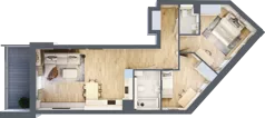 3 pokoje, mieszkanie 66,50 m², piętro 1, oferta nr 1.108, La Vie House, Kraków, Podgórze, ul. Łagiewnicka