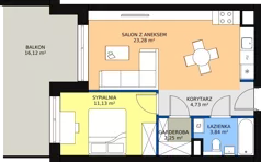 2 pokoje, mieszkanie 45,35 m², piętro 1, oferta nr 1.110, La Vie House, Kraków, Podgórze, ul. Łagiewnicka