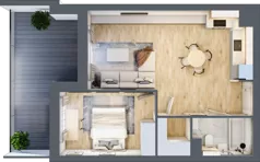 2 pokoje, mieszkanie 45,38 m², piętro 1, oferta nr 1.110, La Vie House, Kraków, Podgórze, ul. Łagiewnicka