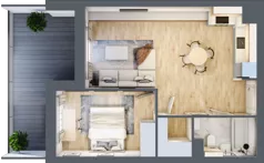 2 pokoje, mieszkanie 46,32 m², piętro 2, oferta nr 1.117, La Vie House, Kraków, Podgórze, ul. Łagiewnicka