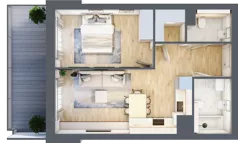 2 pokoje, mieszkanie 47,43 m², piętro 2, oferta nr 1.118, La Vie House, Kraków, Podgórze, ul. Łagiewnicka