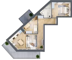 3 pokoje, mieszkanie 64,40 m², piętro 2, oferta nr 1.120, La Vie House, Kraków, Podgórze, ul. Łagiewnicka