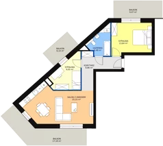 3 pokoje, mieszkanie 64,55 m², piętro 3, oferta nr 1.128, La Vie House, Kraków, Podgórze, ul. Łagiewnicka