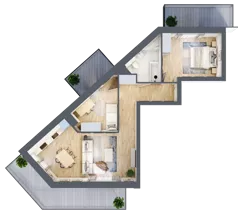 3 pokoje, mieszkanie 64,40 m², piętro 3, oferta nr 1.128, La Vie House, Kraków, Podgórze, ul. Łagiewnicka