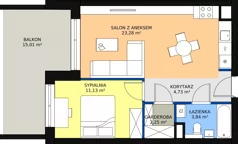 2 pokoje, mieszkanie 46,50 m², piętro 4, oferta nr 1.133, La Vie House, Kraków, Podgórze, ul. Łagiewnicka