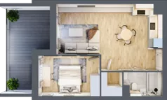 2 pokoje, mieszkanie 46,50 m², piętro 4, oferta nr 1.133, La Vie House, Kraków, Podgórze, ul. Łagiewnicka