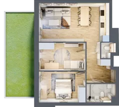 3 pokoje, mieszkanie 60,55 m², piętro 1, oferta nr 1.156, La Vie House, Kraków, Podgórze, ul. Łagiewnicka