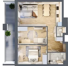3 pokoje, mieszkanie 61,82 m², piętro 2, oferta nr 1.159, La Vie House, Kraków, Podgórze, ul. Łagiewnicka