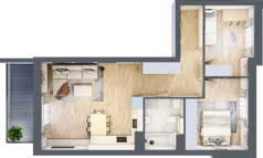 3 pokoje, mieszkanie 62,06 m², piętro 2, oferta nr 1.161, La Vie House, Kraków, Podgórze, ul. Łagiewnicka