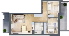 3 pokoje, mieszkanie 62,06 m², piętro 3, oferta nr 1.165, La Vie House, Kraków, Podgórze, ul. Łagiewnicka