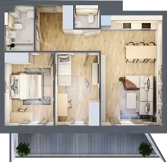 3 pokoje, mieszkanie 62,46 m², piętro 2, oferta nr 1.183, La Vie House, Kraków, Podgórze, ul. Łagiewnicka