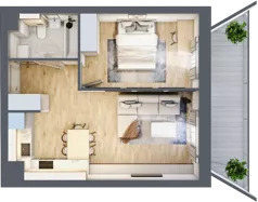 2 pokoje, mieszkanie 43,35 m², piętro 2, oferta nr 1.184, La Vie House, Kraków, Podgórze, ul. Łagiewnicka