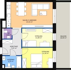 3 pokoje, mieszkanie 62,83 m², piętro 3, oferta nr 1.188, La Vie House, Kraków, Podgórze, ul. Łagiewnicka