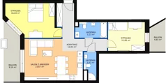 3 pokoje, mieszkanie 75,10 m², piętro 3, oferta nr 1.190, La Vie House, Kraków, Podgórze, ul. Łagiewnicka