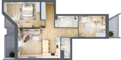 3 pokoje, mieszkanie 74,74 m², piętro 3, oferta nr 1.190, La Vie House, Kraków, Podgórze, ul. Łagiewnicka