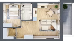 2 pokoje, mieszkanie 51,71 m², piętro 3, oferta nr 1.191, La Vie House, Kraków, Podgórze, ul. Łagiewnicka