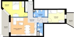 3 pokoje, mieszkanie 74,99 m², piętro 4, oferta nr 1.195, La Vie House, Kraków, Podgórze, ul. Łagiewnicka