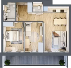 3 pokoje, mieszkanie 62,46 m², piętro 2, oferta nr 1.209, La Vie House, Kraków, Podgórze, ul. Łagiewnicka