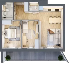 3 pokoje, mieszkanie 62,57 m², piętro 3, oferta nr 1.213, La Vie House, Kraków, Podgórze, ul. Łagiewnicka