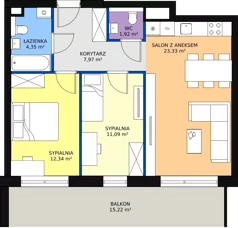 3 pokoje, mieszkanie 62,38 m², piętro 4, oferta nr 1.217, La Vie House, Kraków, Podgórze, ul. Łagiewnicka
