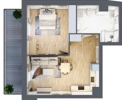 2 pokoje, mieszkanie 53,68 m², piętro 1, oferta nr 1.228, La Vie House, Kraków, Podgórze, ul. Łagiewnicka