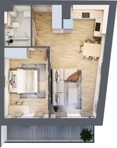 2 pokoje, mieszkanie 41,99 m², piętro 1, oferta nr 1.229, La Vie House, Kraków, Podgórze, ul. Łagiewnicka