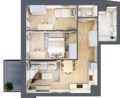 3 pokoje, mieszkanie 54,36 m², piętro 2, oferta nr 1.231, La Vie House, Kraków, Podgórze, ul. Łagiewnicka
